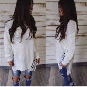 Thirty one boutique distressed sweater